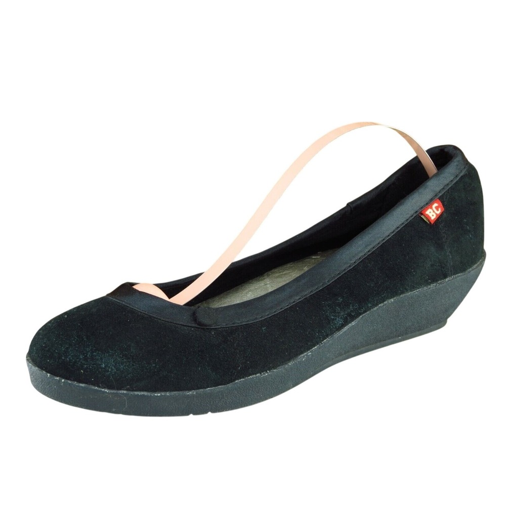 BC Size 6 M Round‎ Toe Black Flats Synthetic Women